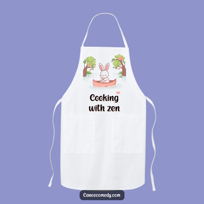 Funny Kawaii Rabbit Apron - Peaceful Canoe Ride Kitchen & Cute Gift