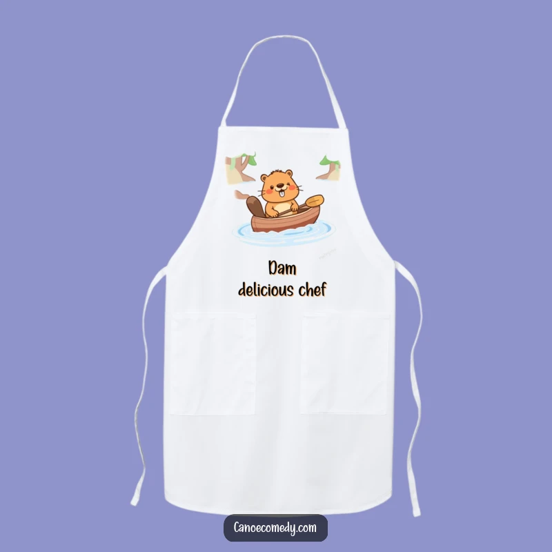 Funny Happy Beaver Pushing Canoe Apron - Cook with a Smile!