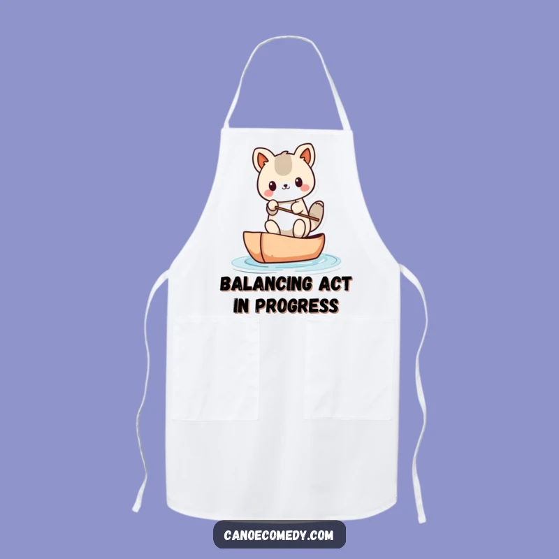 Funny Kawaii Canoe Balance Apron: Cute Animal's Kitchen Paddle Adventure Wear