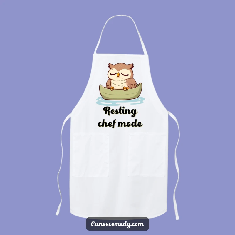Funny Tired Owl Canoe Apron: Cook with Calm and a Peaceful Smile