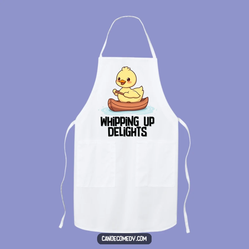 Funny Kawaii Duck Apron: Chef Duck Paddles Shuttlecock Fun in Kitchen