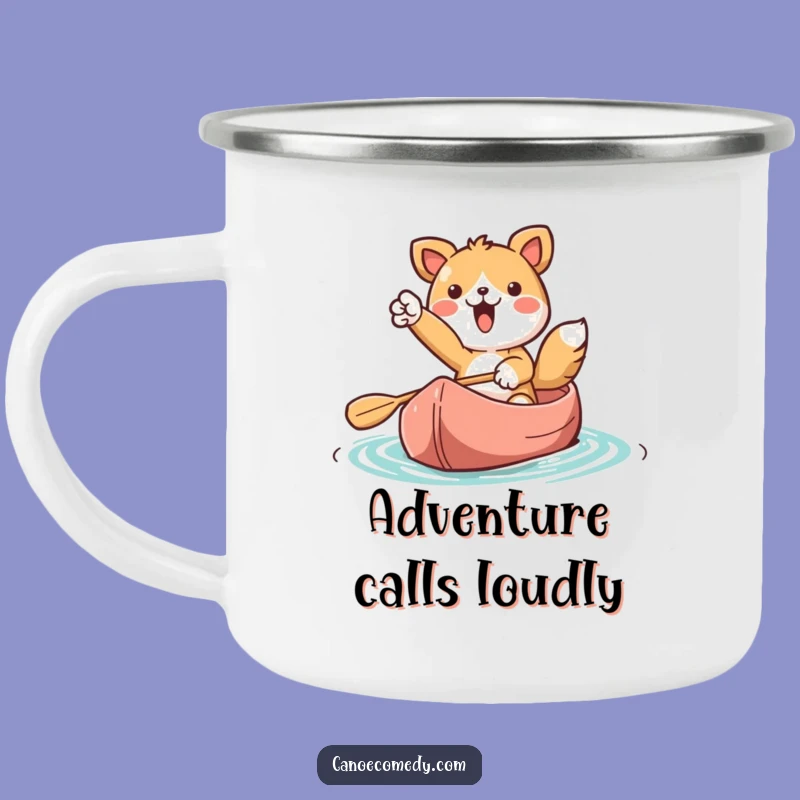 Funny Kawaii Canoe Adventure Camping Mug: Excited Animal's Trailhead Cup Gift