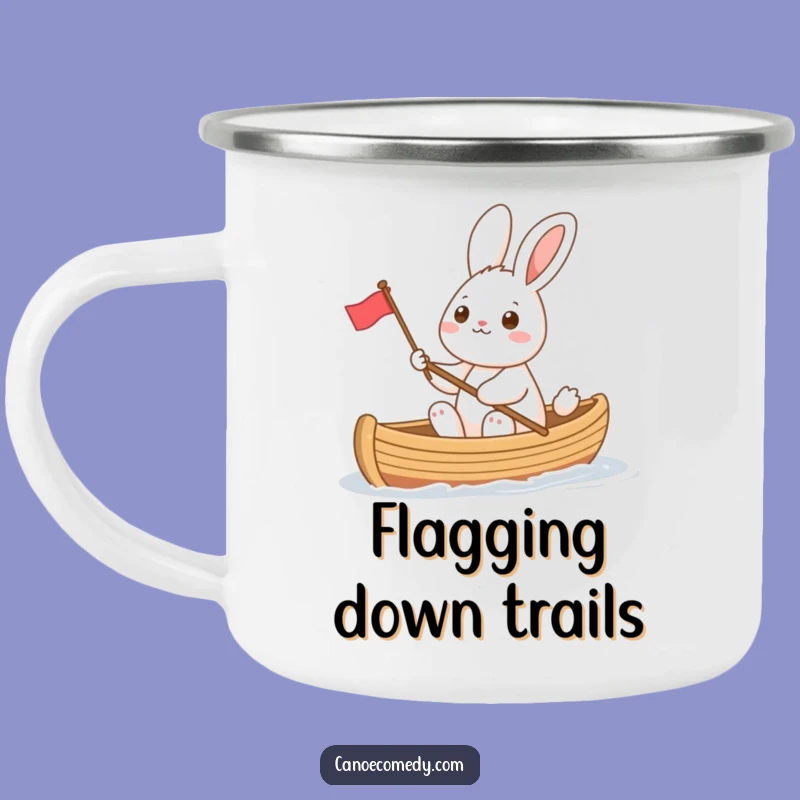 Funny Rabbit Canoe Flag Camping Mug - Durable and Hilarious Outdoor Gear