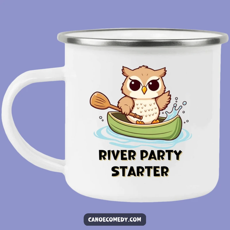 Funny Playful Owl Canoe Splash Camping Mug: Sip Joy on Your Adventures