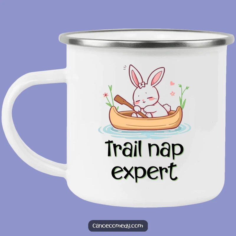 Funny Rabbit Dozing in Canoe Camping Mug - Relaxing Camp Companion!