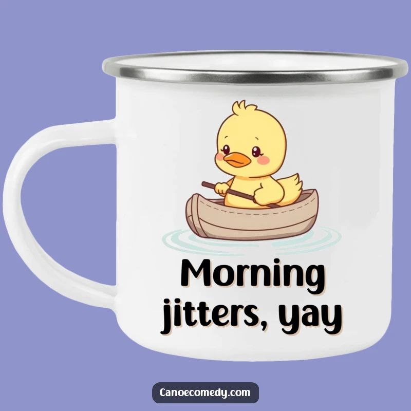 Funny Kawaii Duckling Canoe Camping Mug, Shy Humorous Drinkware for Gentle Adventures