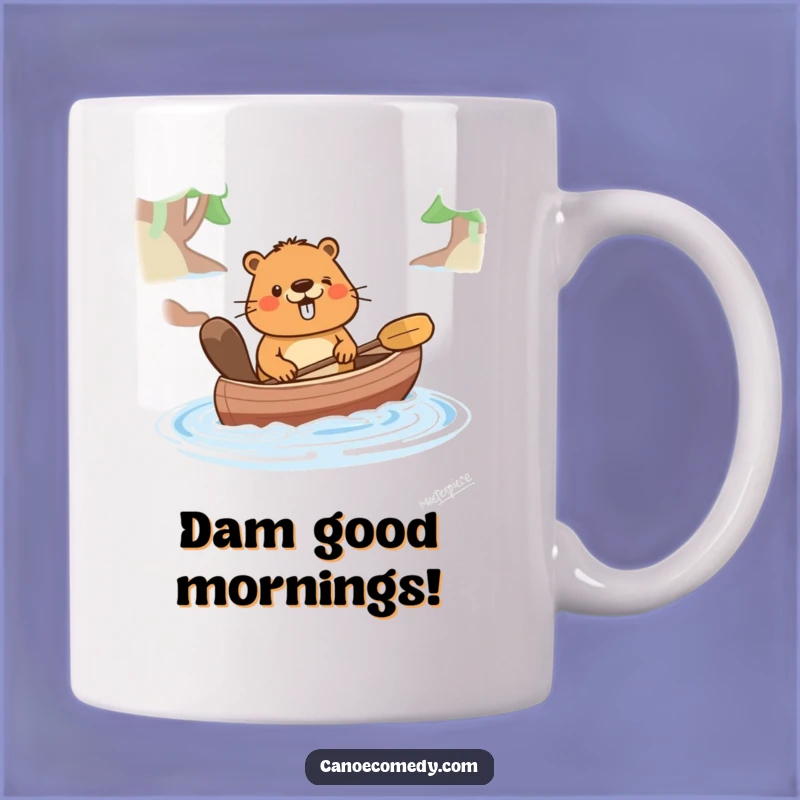 Funny Happy Beaver Pushing Canoe Mug - Hilarious Gift for Water Lovers!