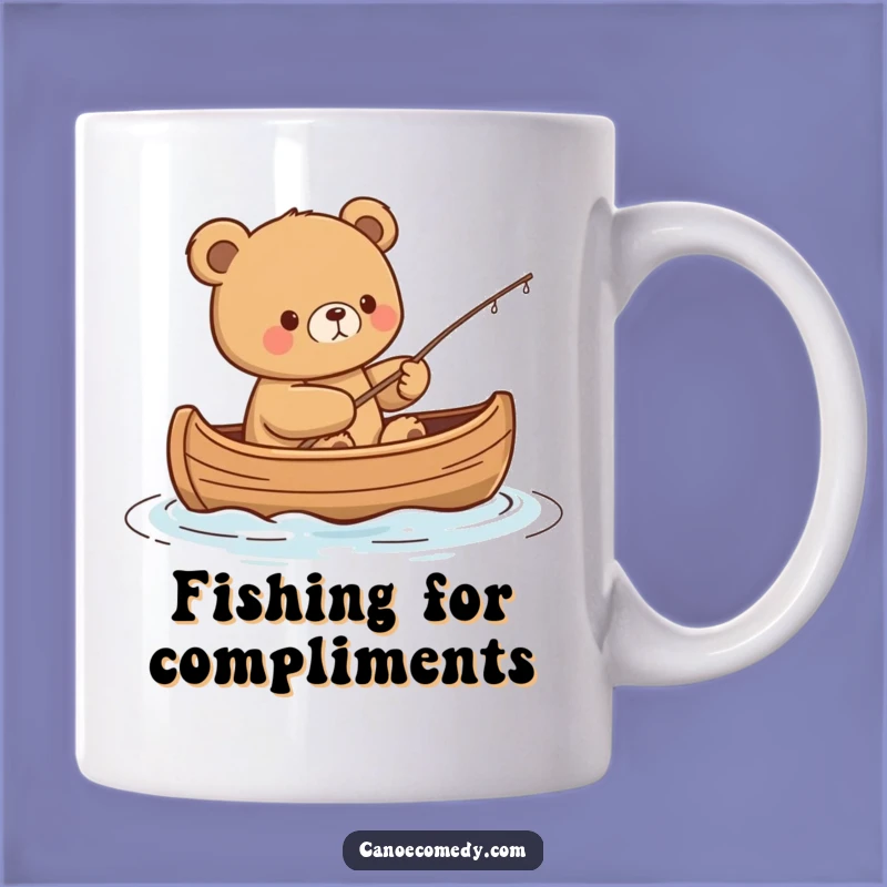 Funny Kawaii Bear Fishing Mug - Content Canoe Angler Gift