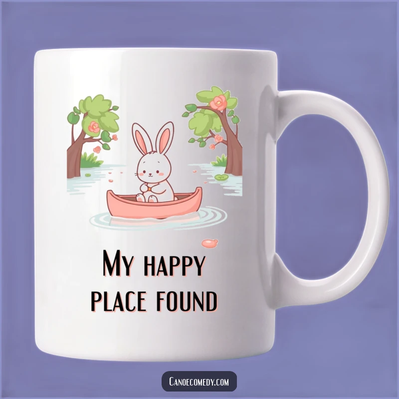 Funny Kawaii Rabbit Peaceful Canoe Ride Mug - Serene Gift for Nature Lovers