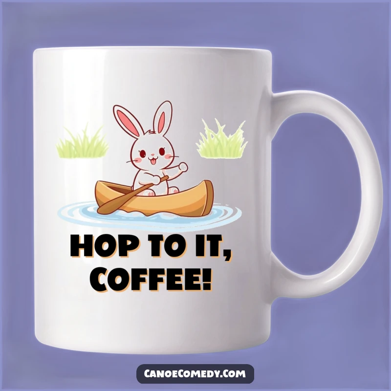 Funny Rabbit Canoe Adventure Mug: A Cheerful Character's Hilarious Journey Gift