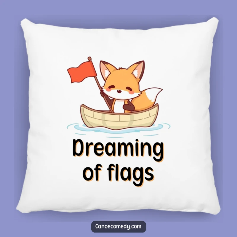 Funny Fox Canoe Pillow: Comfy & Hilarious Waving Flag Accent Decor