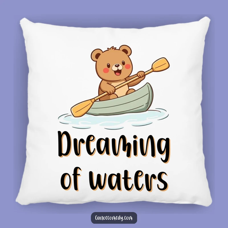 Funny Excited Bear Paddling Canoe Pillow - Cozy Comfort & Laughs!