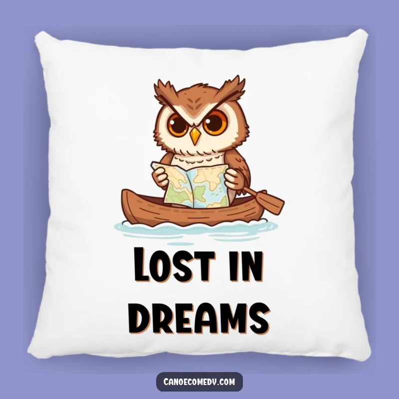 Funny Determined Owl Canoe Pillow: Cozy Comfort with a Hilarious Adventure