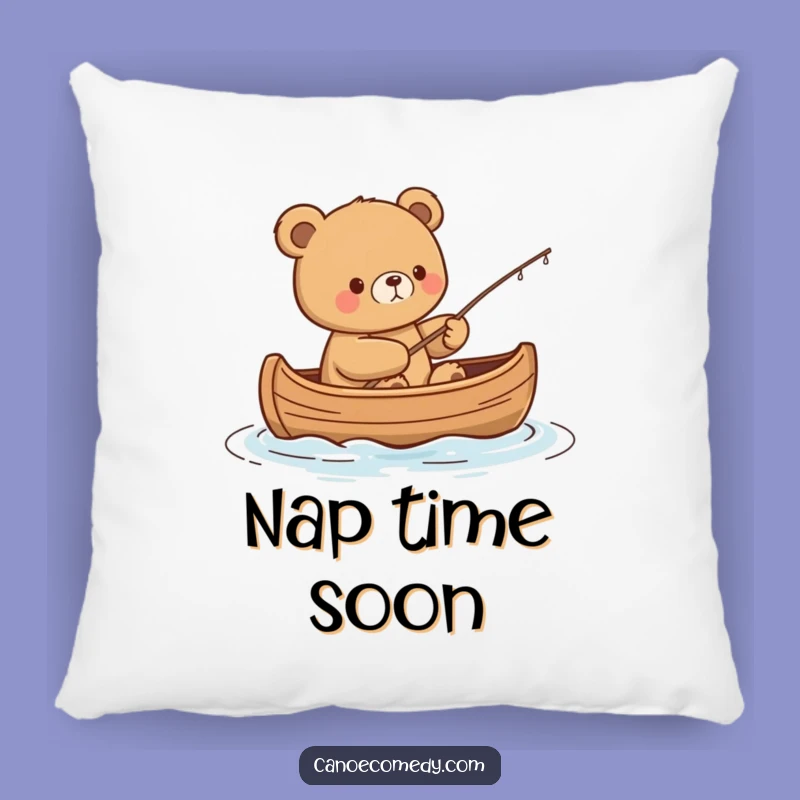 Funny Kawaii Bear Fishing Pillow - Cozy Content Cuddle Gift