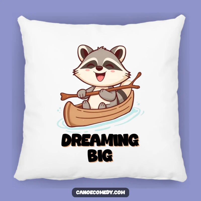 Funny Kawaii Raccoon Canoe Pillow, Soft Humorous Accent for Cheerful Spaces
