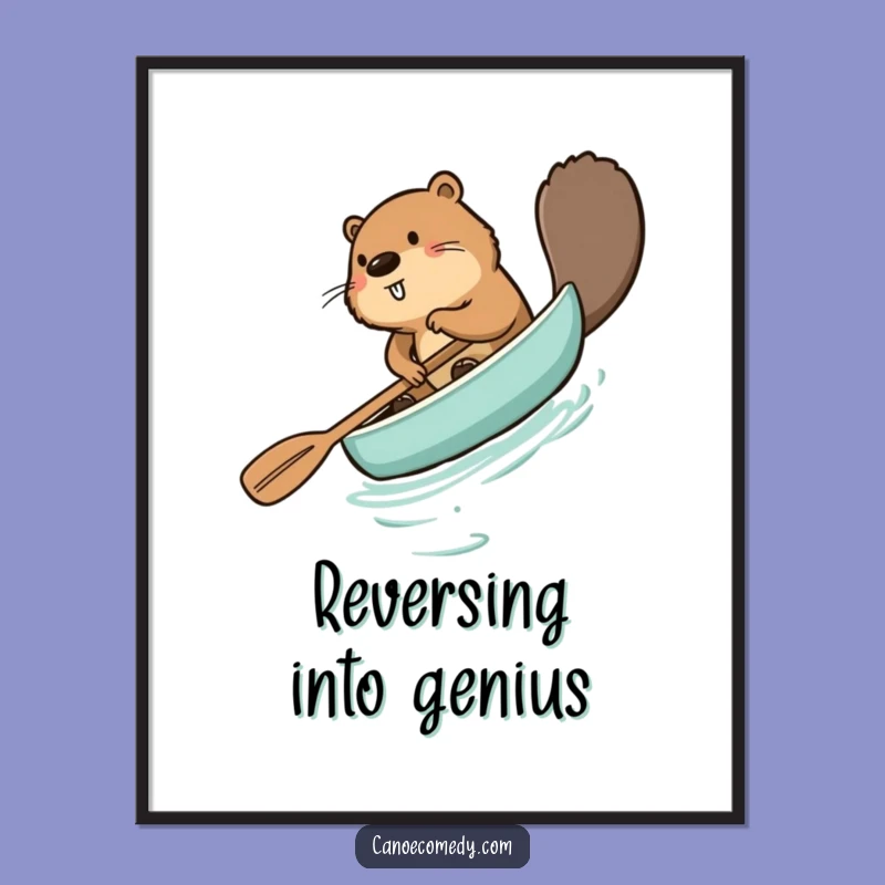 Funny Beaver Paddling Canoe Backwards Digital Art - Hilarious Decor for Any Space