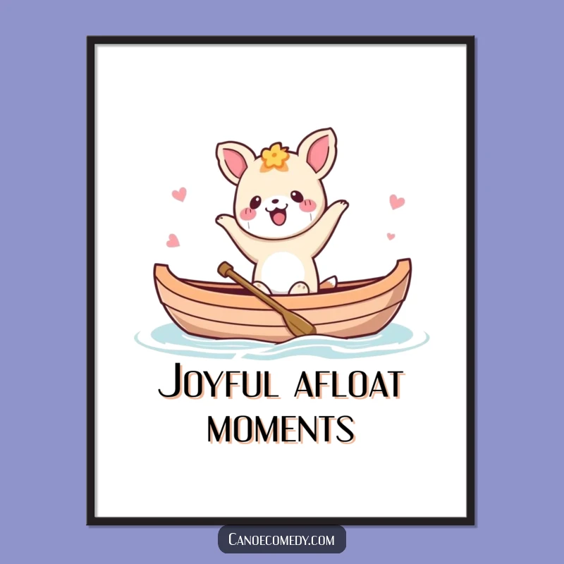 Funny Kawaii Canoe Dance Digital Art: Joyful Animal's Celebration Print