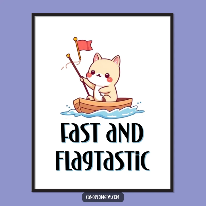 Funny Kawaii Canoe Flag Digital Art: Speedy Animal's Victory Print