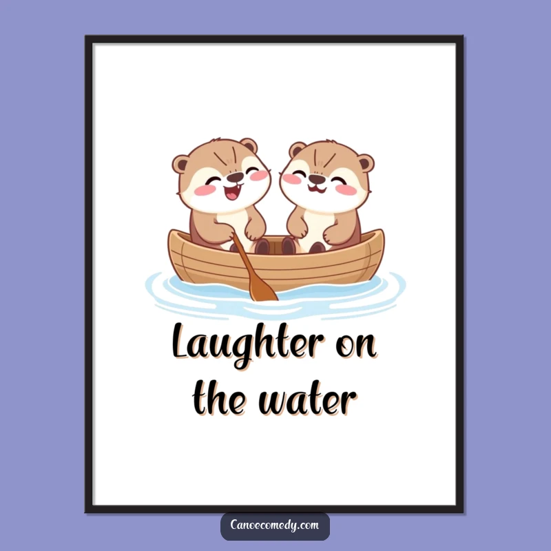 Funny Kawaii Otters Canoe Digital Art: Instant Hilarious Download Gift