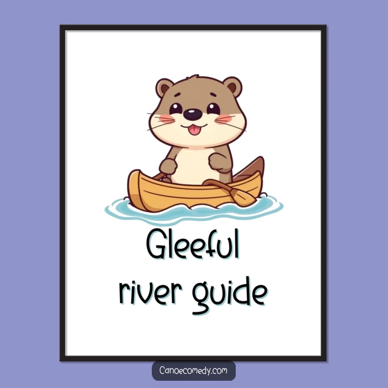 Funny Otter Canoe Digital Art: Printable Kawaii Otter Decor, Instant Funny Gift