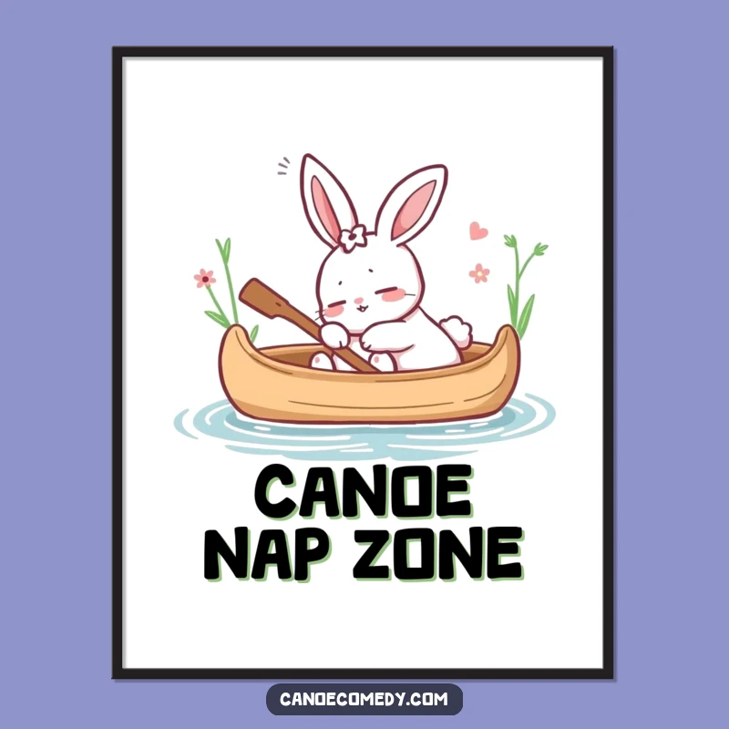 Funny Rabbit Dozing in Canoe Digital Art - Instant Serene Decor!