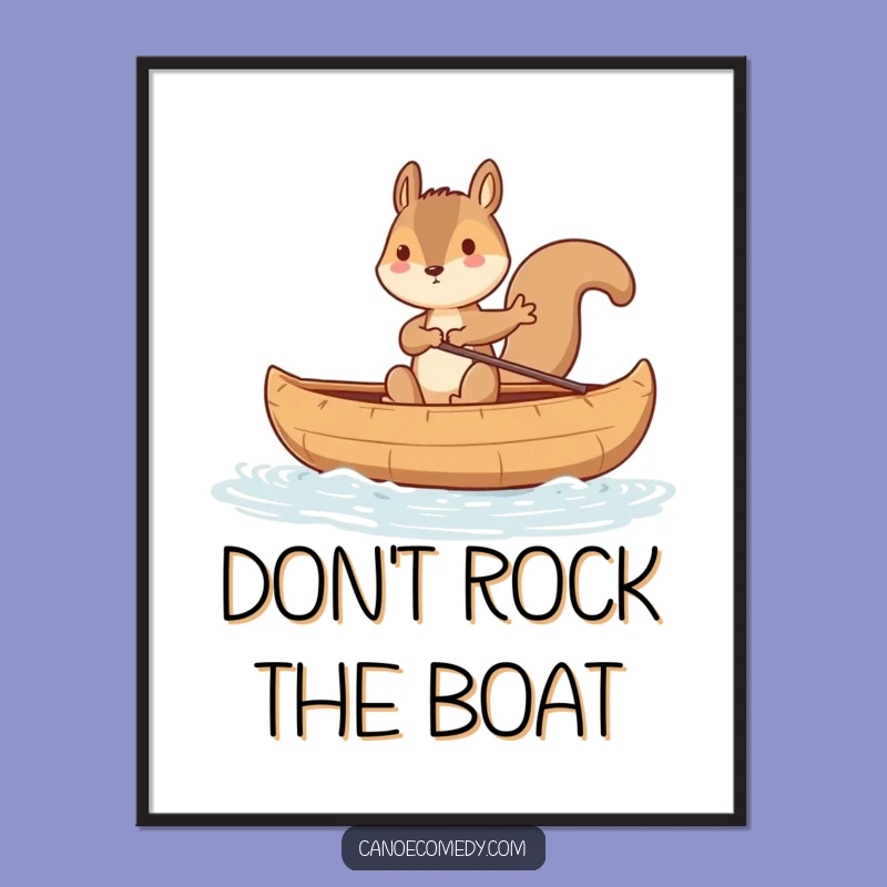 Funny Squirrel Canoe Balance Digital Art - Hilarious Wildlife Wall Decor Gift