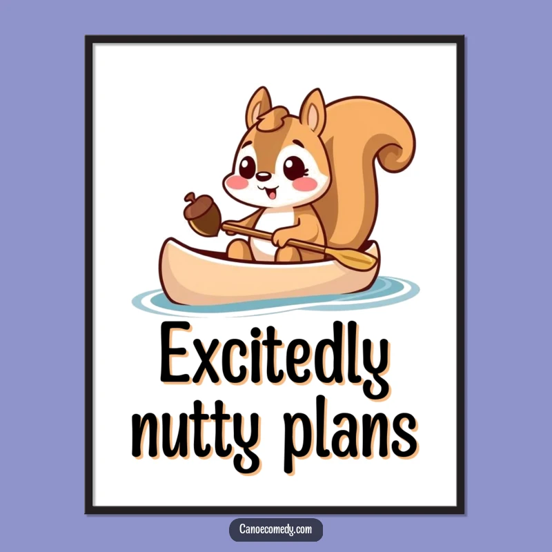 Funny Squirrel Canoe Digital Art - Acorn Excitement Print & Witty Gift