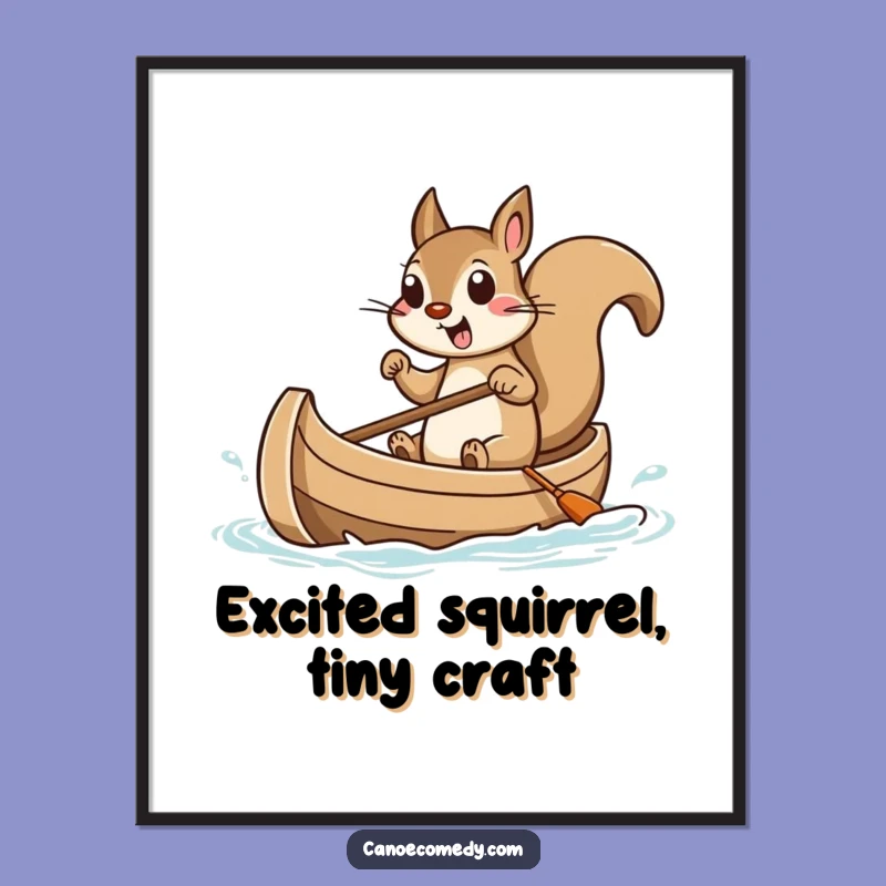 Funny Squirrel Canoe Digital Art Print: Instant Quirky Woodland Wall Decor