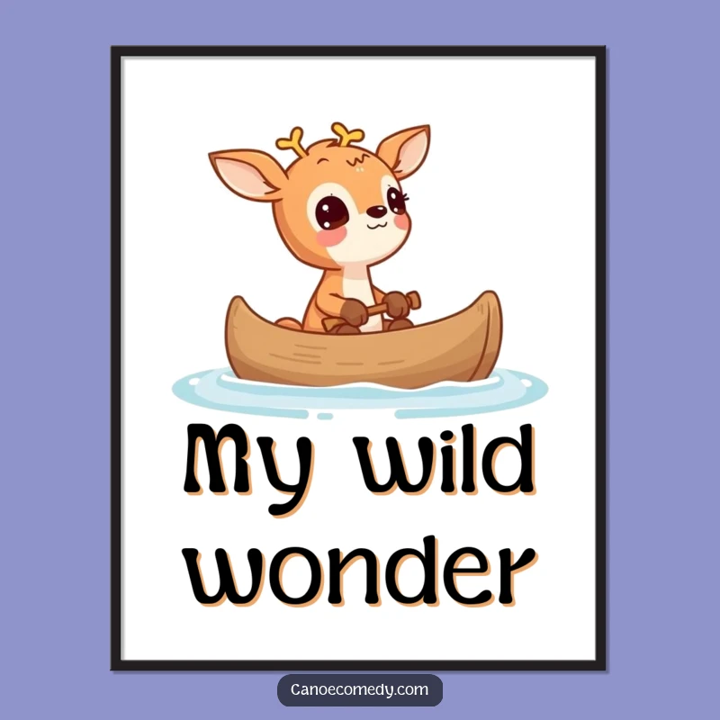 Funny Deer Wonder Canoe Digital Art: Instant Enchanting Wall Decor