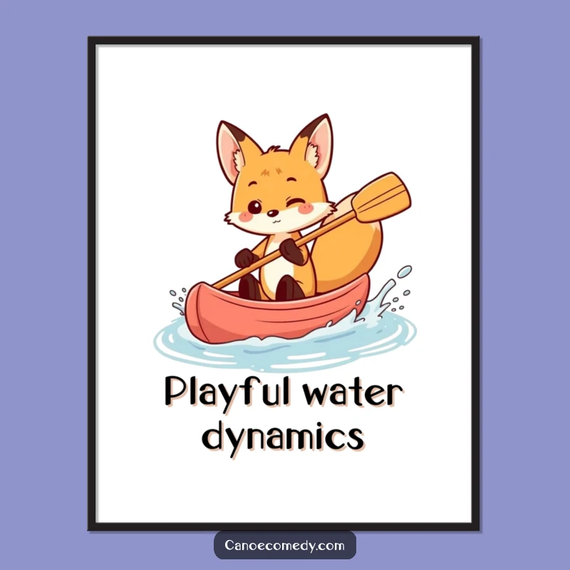 Funny Fox Canoe Splash Digital Art - Playful Print & Energetic Gift
