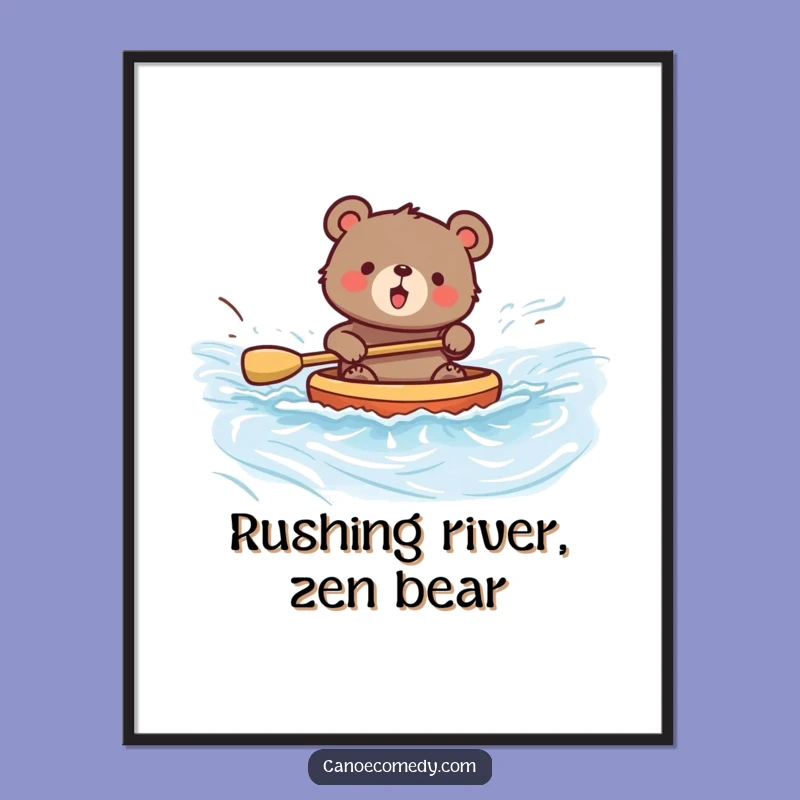 Funny Bear Paddling Digital Art Print: Instant Hilarious Wall Art Download