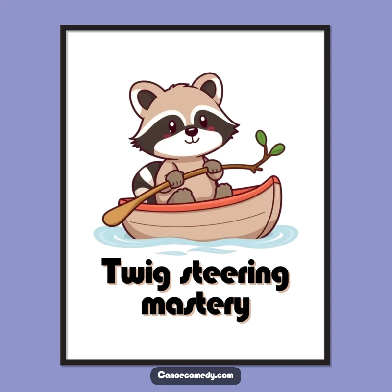 Funny Kawaii Raccoon Canoe Digital Art: Instant Hilarious Download Gift
