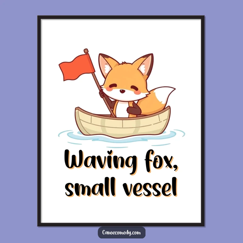 Funny Fox Canoe Digital Art Print: Instant Witty Wall Decor Download