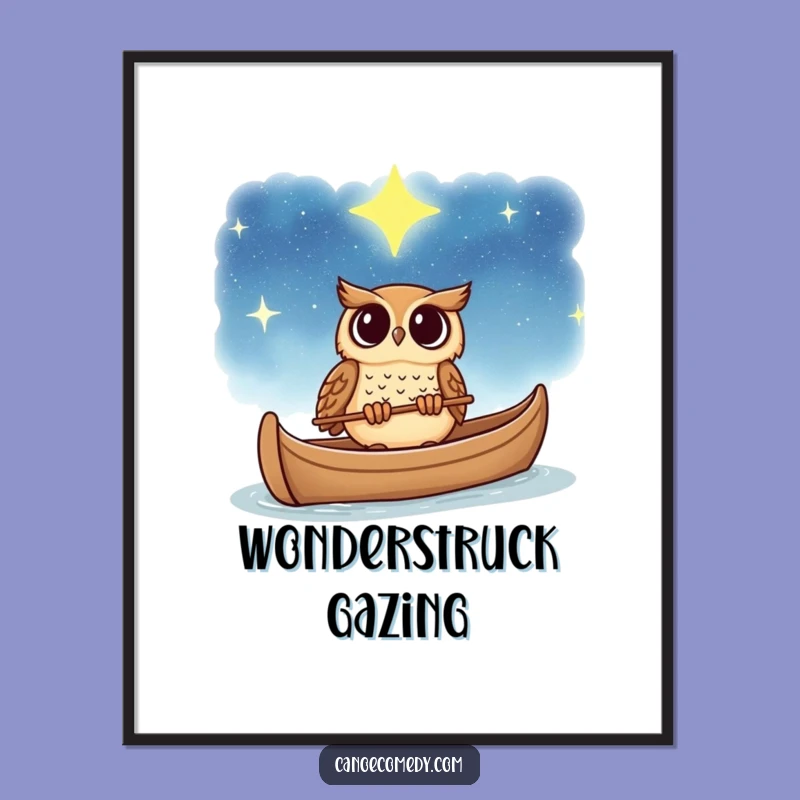 Funny Wonder Owl Starry Sky Digital Art: Instant Cosmic Wall Decor