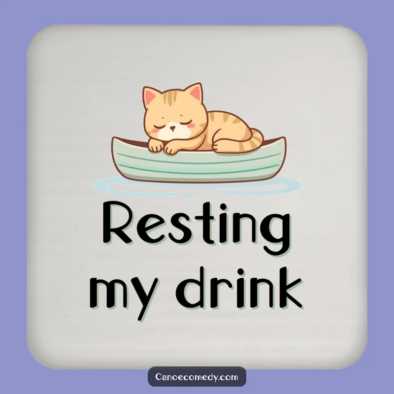Funny Cat Napping in Canoe Coaster - Hilarious Protection for Surfaces