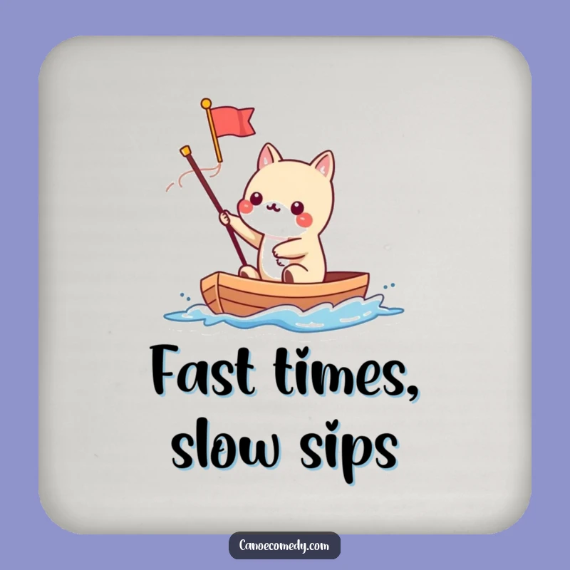 Funny Kawaii Canoe Flag Drink Coaster: Cute Animal's Speedy Table Protector Gift
