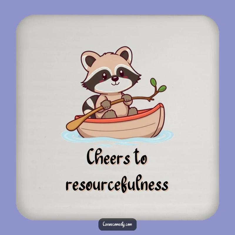Funny Kawaii Raccoon Canoe Coaster Set: Protect Surfaces with Hilarious Style Gift