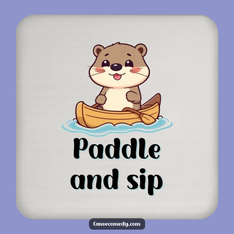 Funny Otter Canoe Coaster Set: Protect Surfaces with Kawaii Art, Great Funny Gift