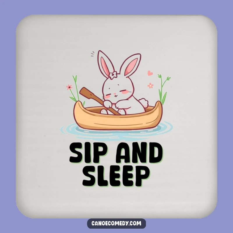 Funny Rabbit Dozing in Canoe Coaster - Protect Surfaces Peacefully!