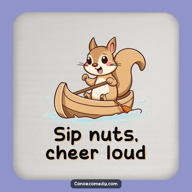 Funny Squirrel Canoe Drink Coaster: Protect Surfaces with Tiny Boat Humor