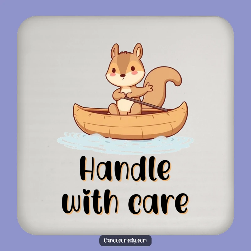 Funny Squirrel Canoe Balance Coaster - Tabletop Humor Protection Gift