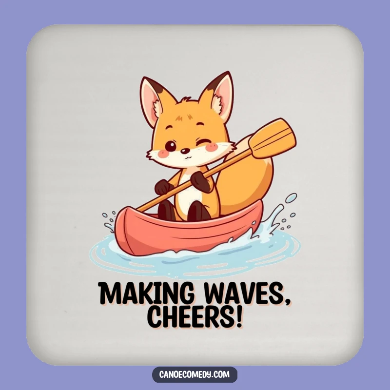 Funny Fox Canoe Splash Coaster - Playful Protection & Witty Gift