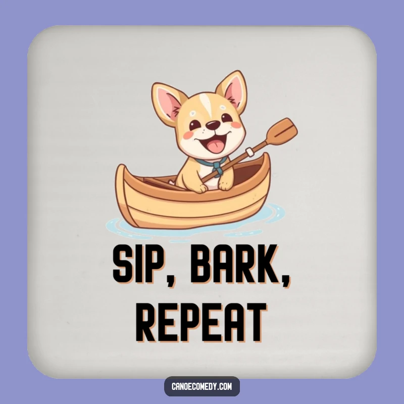 Funny Dog Barking in Canoe Coaster - Hilarious Protection for Your Surfaces