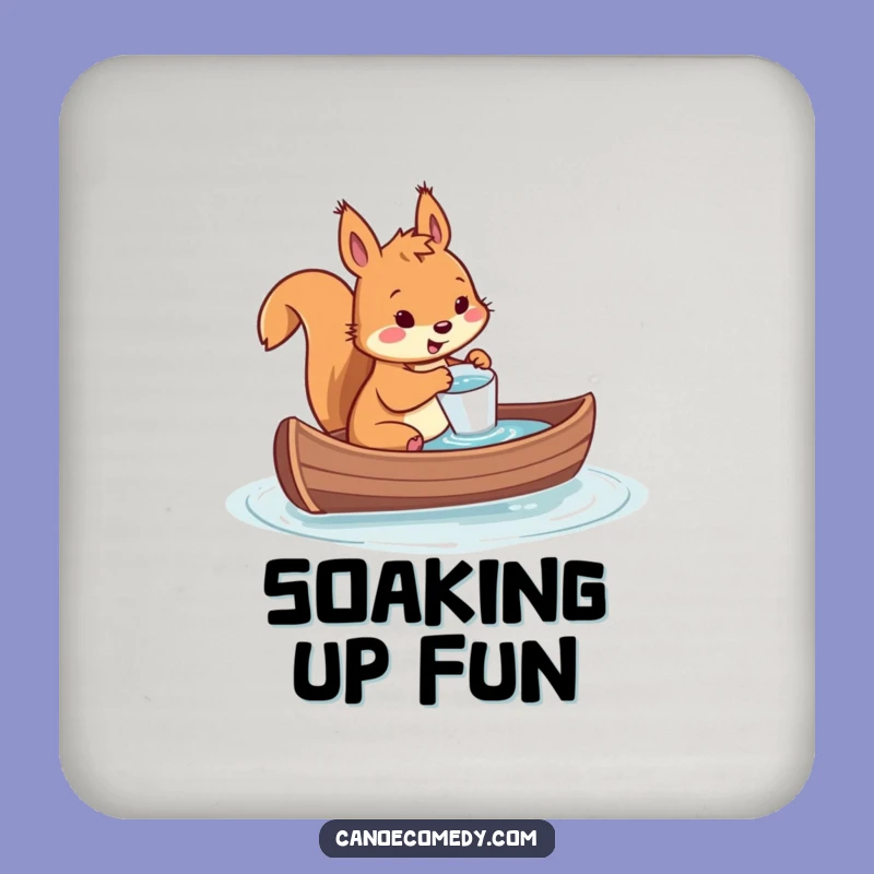 Funny Squirrel Canoe Disaster Drink Coaster: Tiny Cup Bailing Hilarious Table Protection Gift