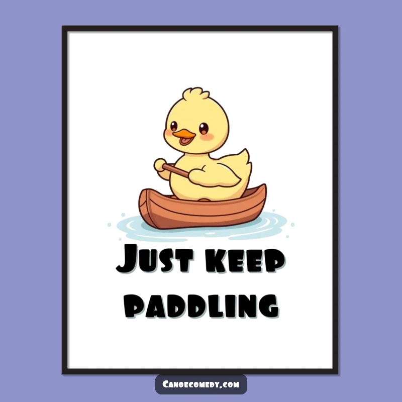 Funny Kawaii Duck Poster: Adorable Canoe Action Art - Unique Wall Decor
