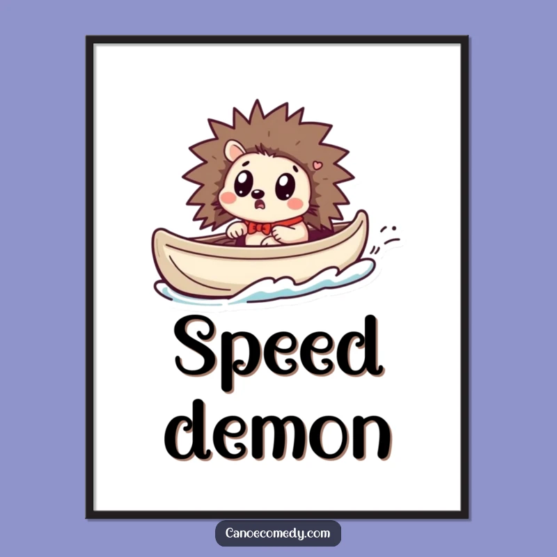 Funny Kawaii Hedgehog Canoe Poster - Surprised Wall Decor, Perfect Gift