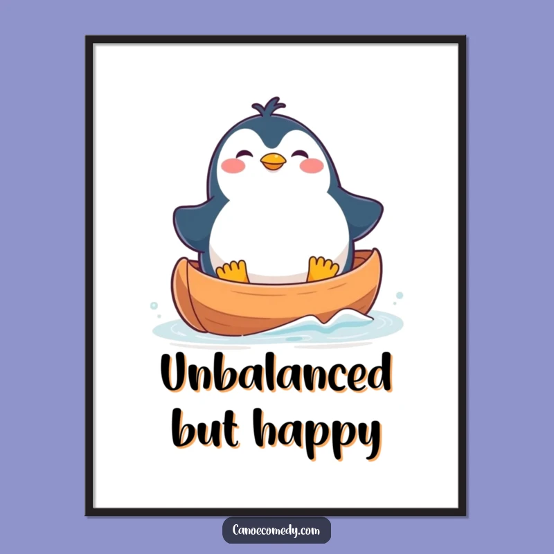 Funny Penguin Canoe Poster: Cute Kawaii Art for Penguin Fans, Perfect Funny Gift