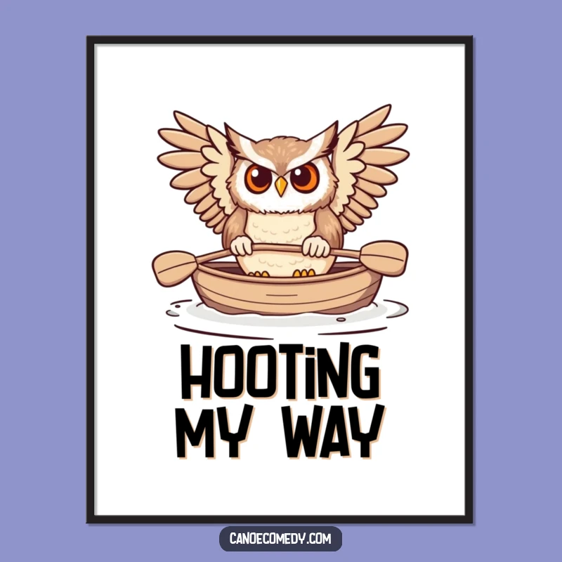 Funny Owl Paddling Canoe Poster: Bring Humour and Nature Indoors