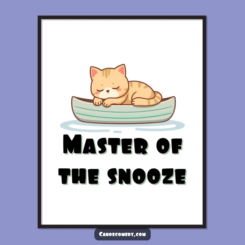 Funny Cat Napping in Canoe Poster - Serene & Hilarious Wall Art
