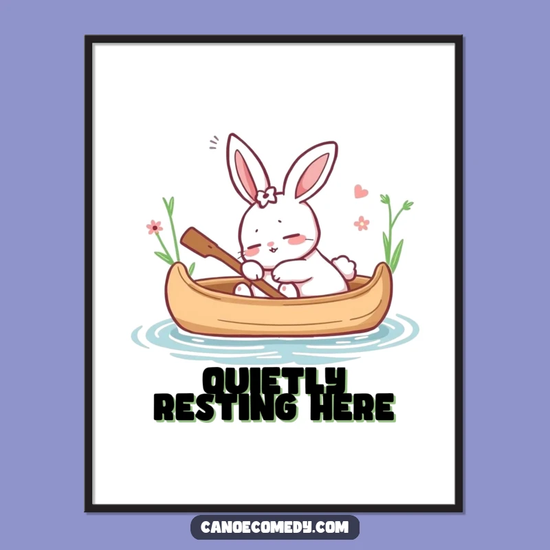 Funny Rabbit Dozing in Canoe Poster - Peaceful & Whimsical Decor!